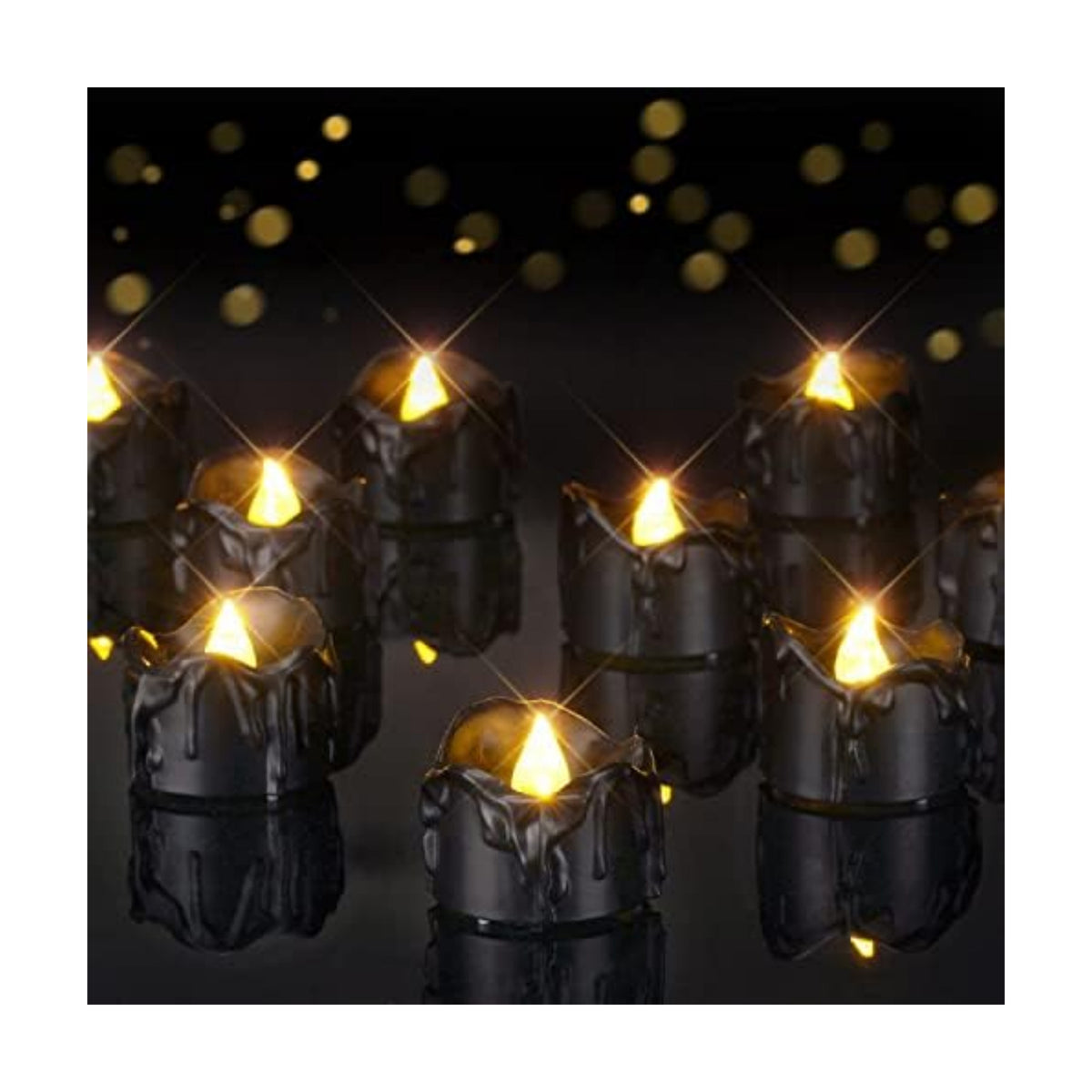 Homemory 24Pack Halloween Black Dripping Flameless LED Candles,1.58"x 1.2"