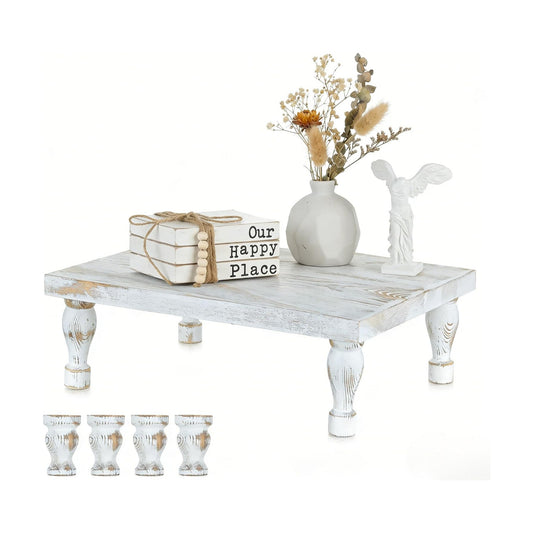 Wooden Riser Decorative Tray / Whitewash