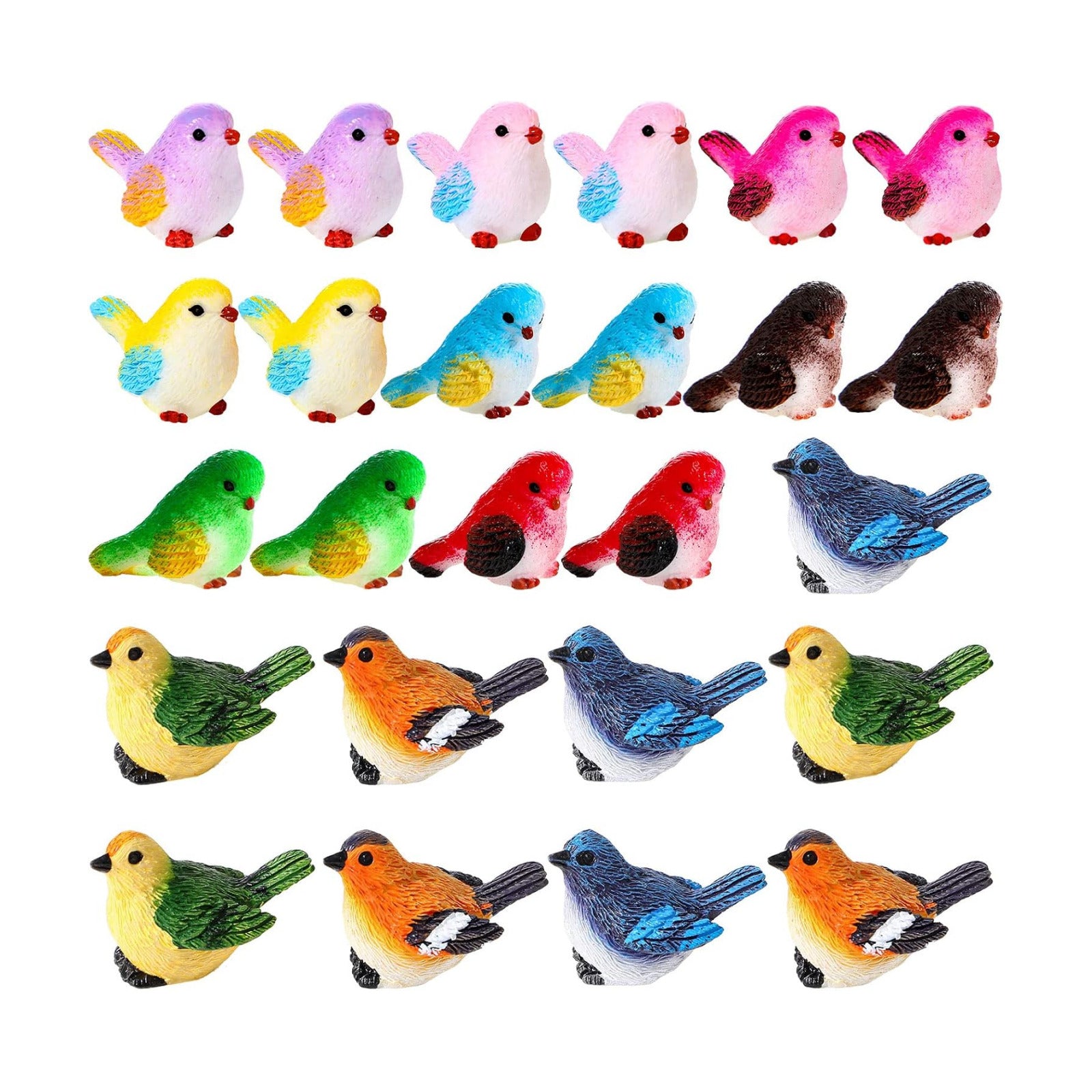 Miniature Bird Figurines Animal Figurines Tiny Mini Resin Birds Statues Animal Garden / Set of 25