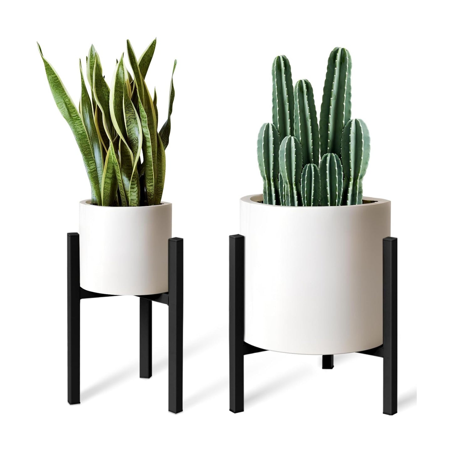 2 Pack Adjustable Plant Stand, Metal Planter Stands Indoor Outdoor, Mid Century Modern Plant Holder, Fit 8 10 12 inch