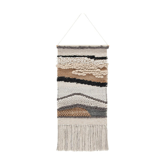 SAFAVIEH Home Collection Sedona Saraj Boho Tribal /Grey Wool & Jute Woven Tapestry Hanging / Ivory