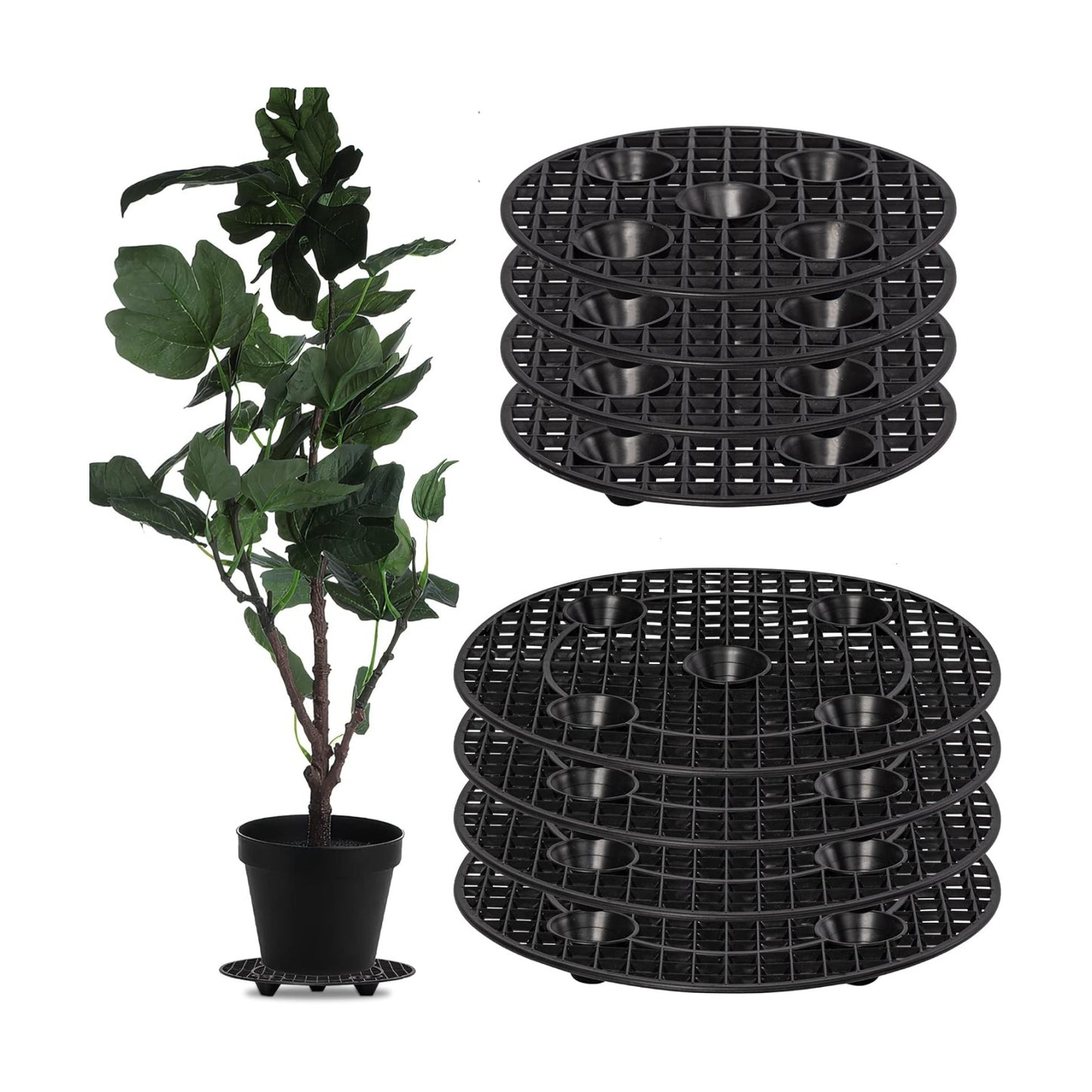 8Pcs Plant Stand Indoor Outdoor, Plant Level Pot Elevator- 2 Size Plant Riser Holder Plastic Floor Protector Plant