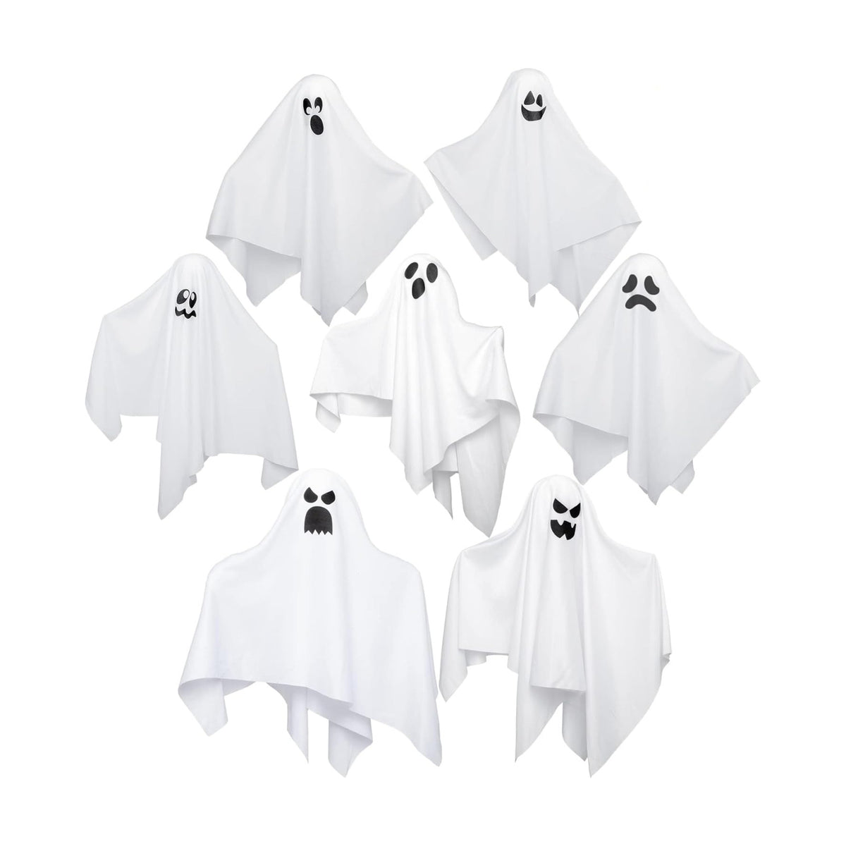 JOYIN 7 Pcs Halloween Hanging Ghost Decorations Outdoor, 19.6” Flying White Ghosts Decor for Halloween Tree Front Yard Patio Lawn Garden Party and Holiday Décor