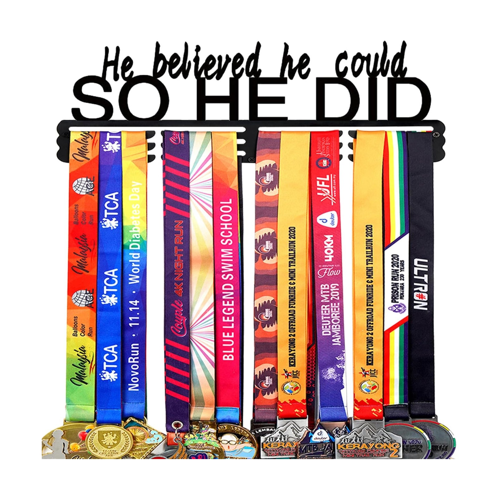 Goutoports Medal Hanger Display Rack - Personalized Award Ribbon Organizer for Sports Race Runner Gymnastics Plaques