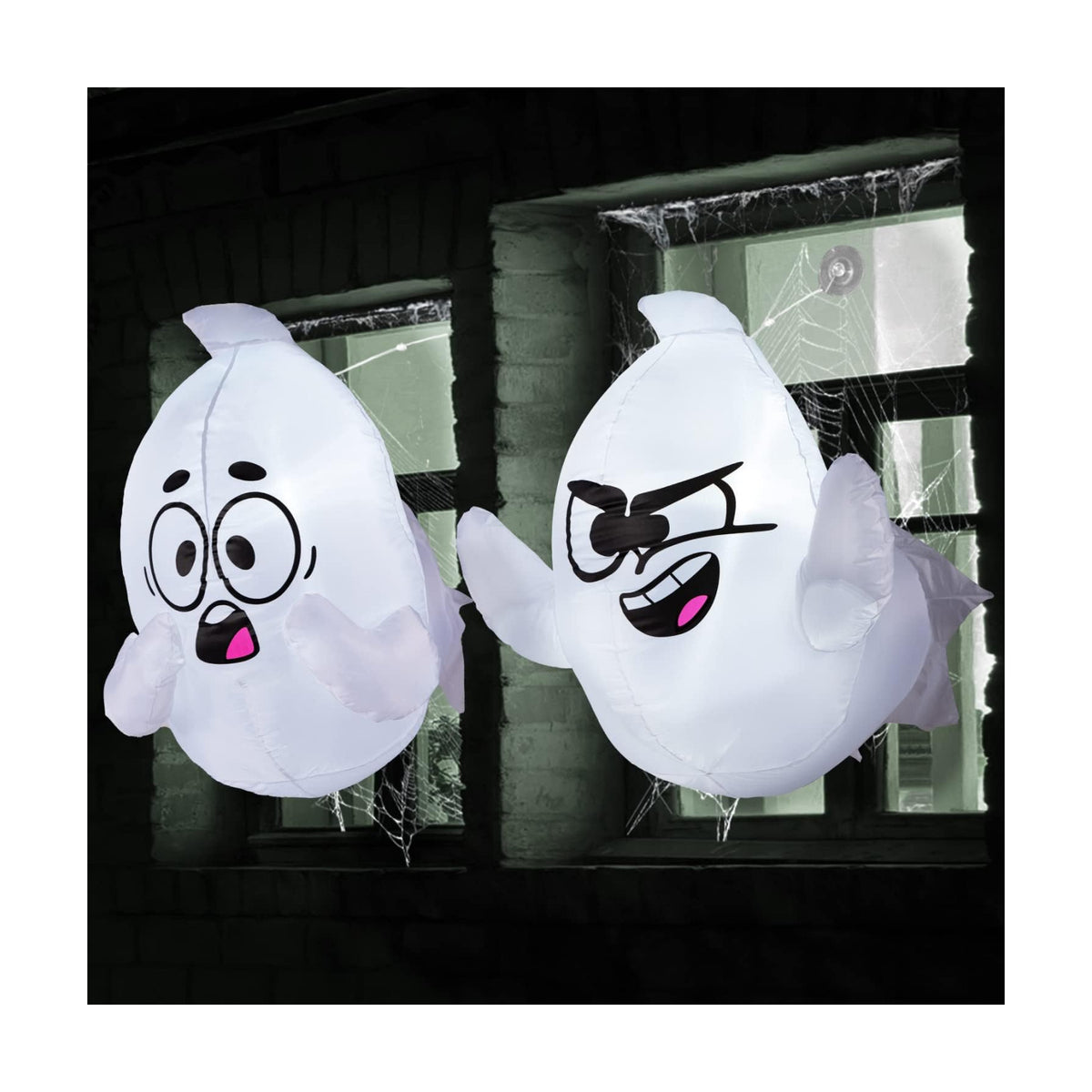 Joiedomi 2 Pack Halloween Inflatable Window Ghost with Build-in LED, 2.6 FT Tall Blow Up Inflatable Scary Flying Ghost Broke Out from Window for Halloween Outdoor, Yard, Garden, Lawn Decoration