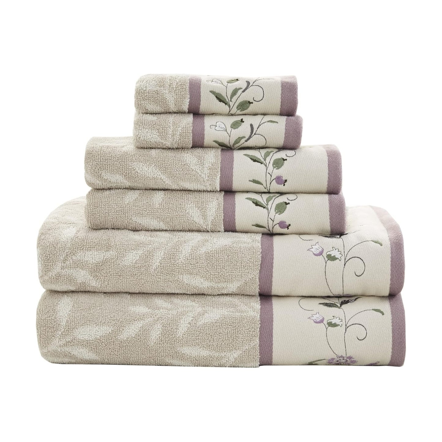 Madison Park Serene 100% Cotton Bath Towel Set Luxurious Floral Decorative Towels for Bathroom Embroidered Cotton