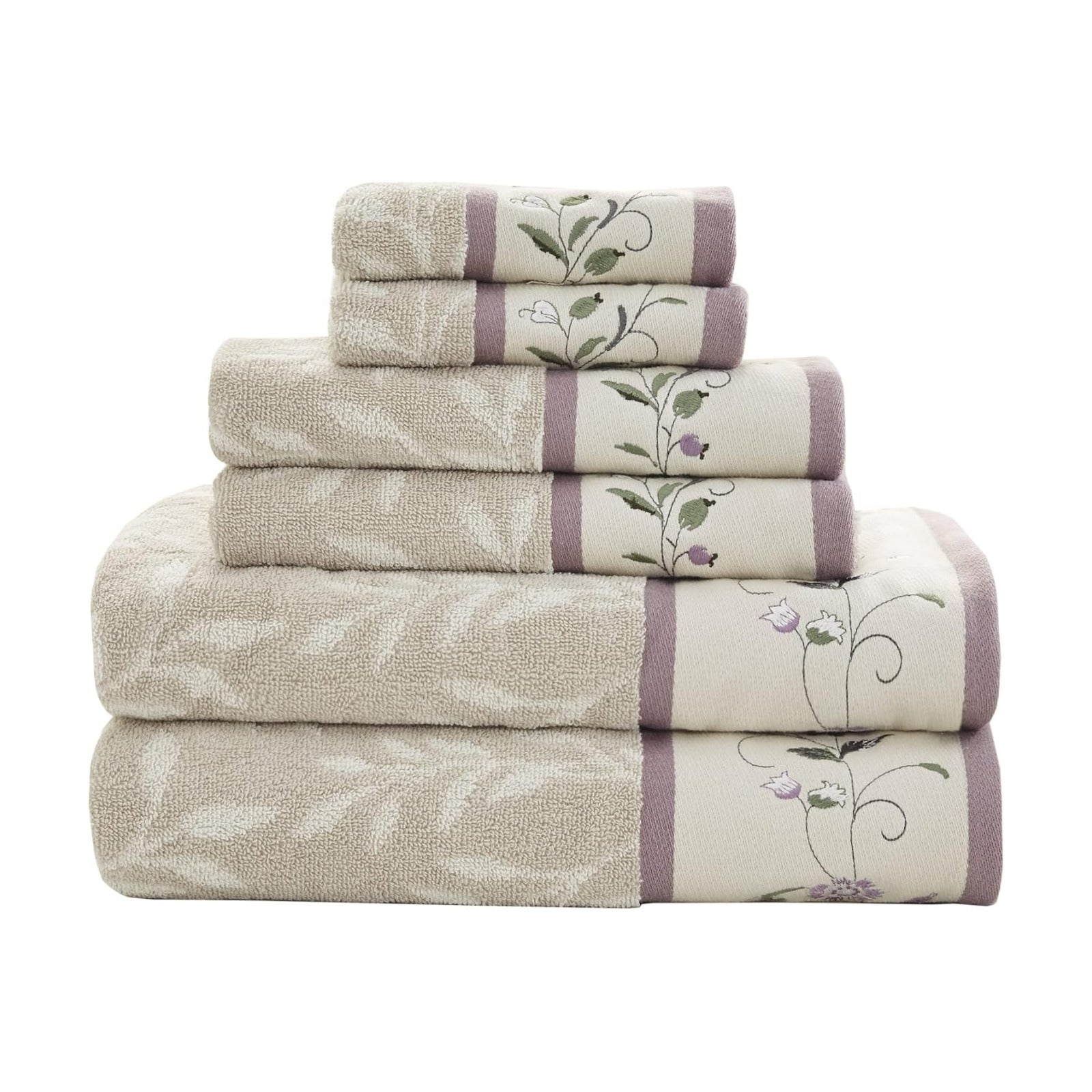 Madison Park Serene 100% Cotton Bath Towel Set Luxurious Floral Decorative Towels for Bathroom Embroidered Cotton