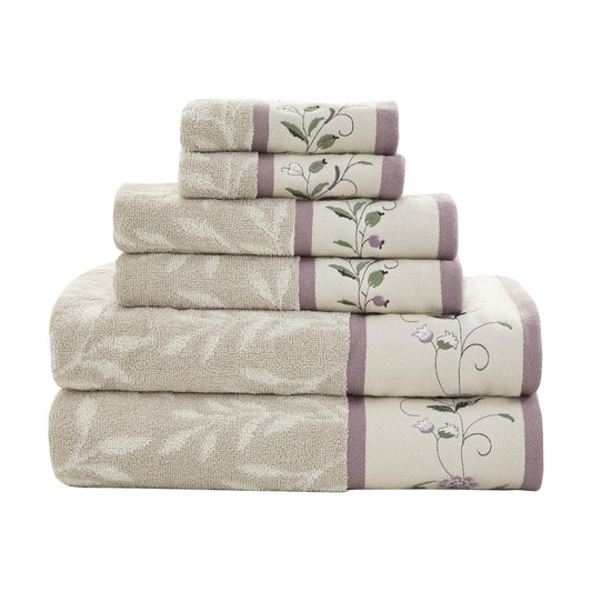 Madison Park Serene 100% Cotton Bath Towel Set Luxurious Floral Decorative Towels for Bathroom Embroidered Cotton