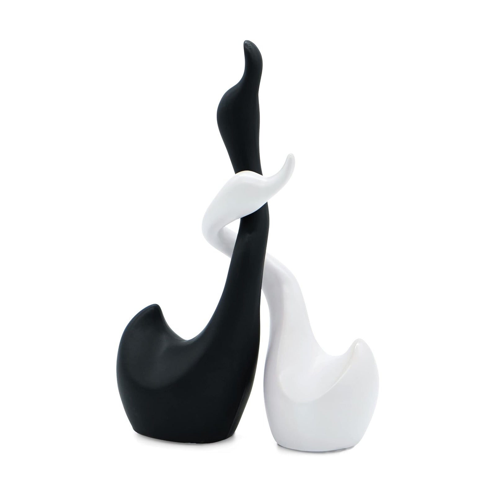 Decorative Figure swan Pair 9" high as Handmade Ceramic Sculpture Set / Black