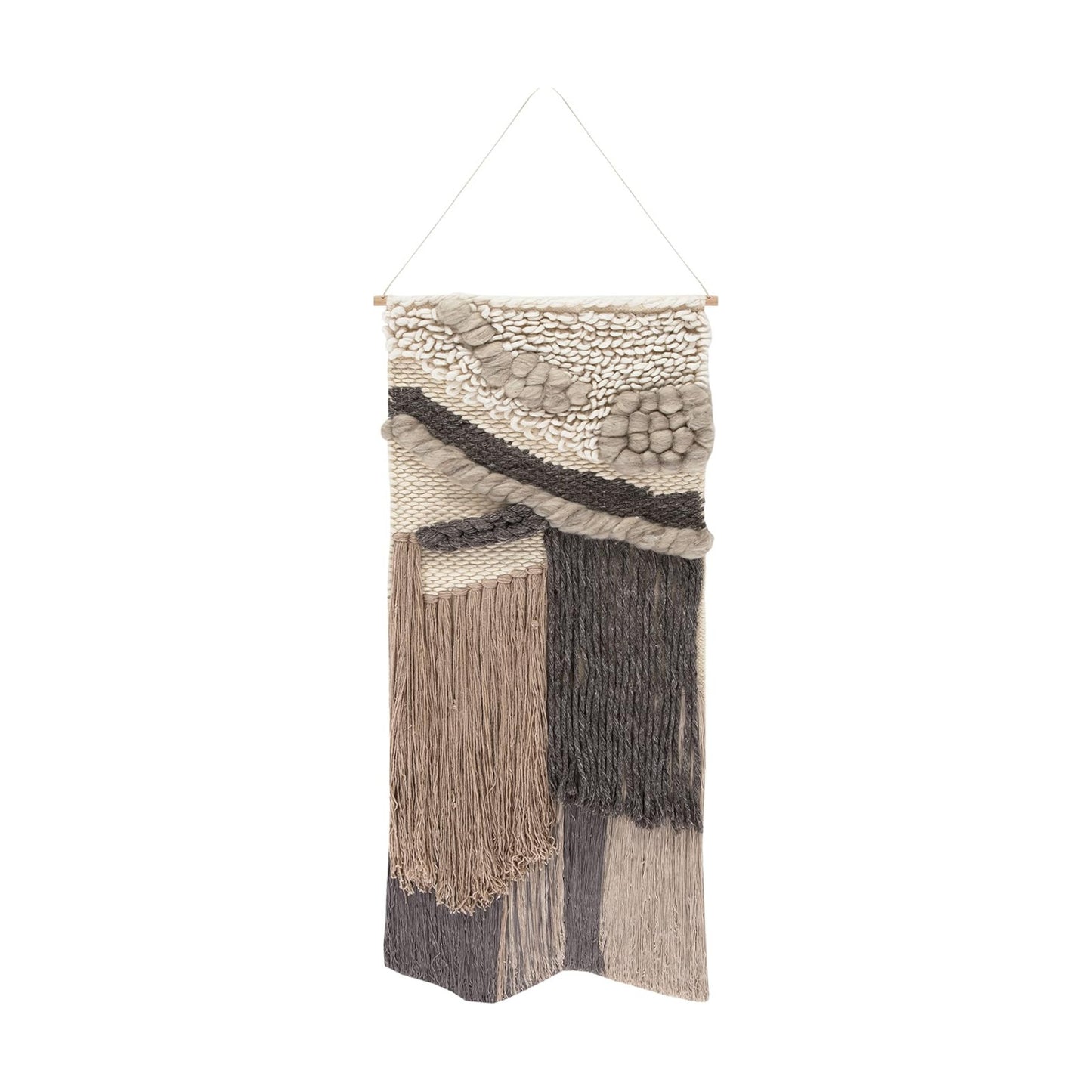 SAFAVIEH Home Collection Sedona Ghazal Boho Tribal /Grey Wool Woven Tapestry Hanging Wall / Ivory