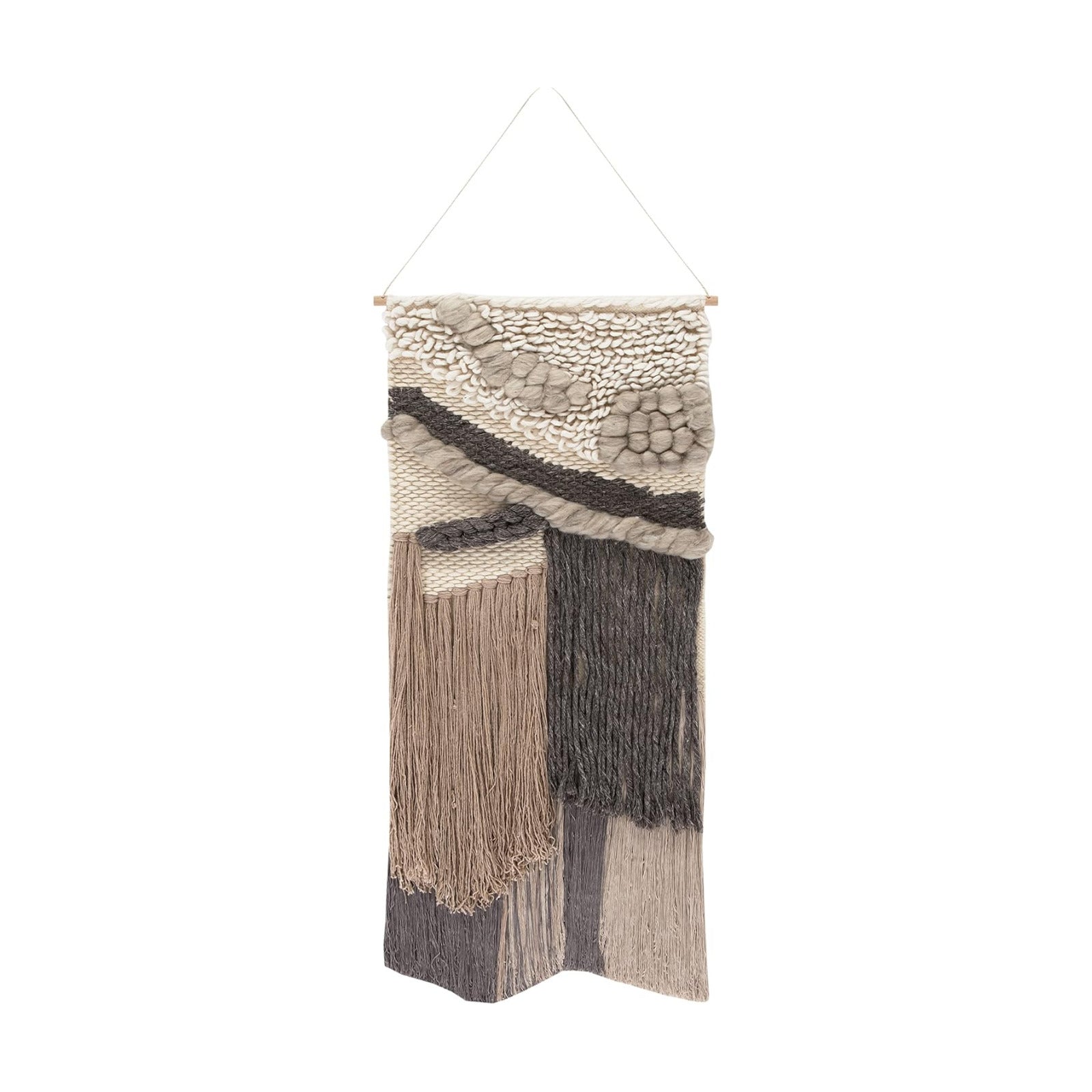 SAFAVIEH Home Collection Sedona Ghazal Boho Tribal /Grey Wool Woven Tapestry Hanging Wall / Ivory