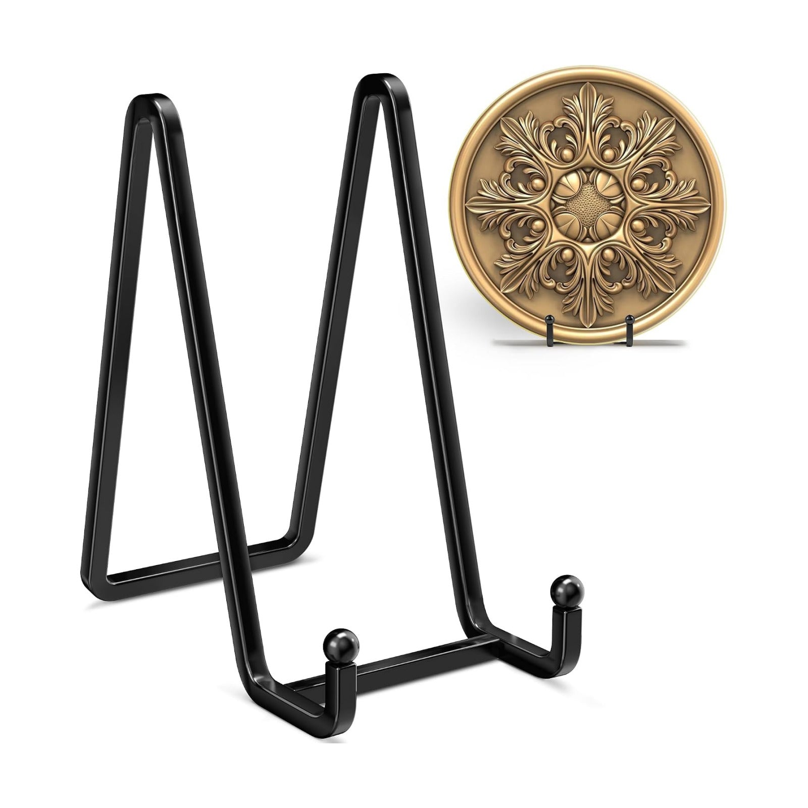 Metal Square Wire Plate Holder Display Stand + Picture Frame Stand / 6 Inch / Set of 4