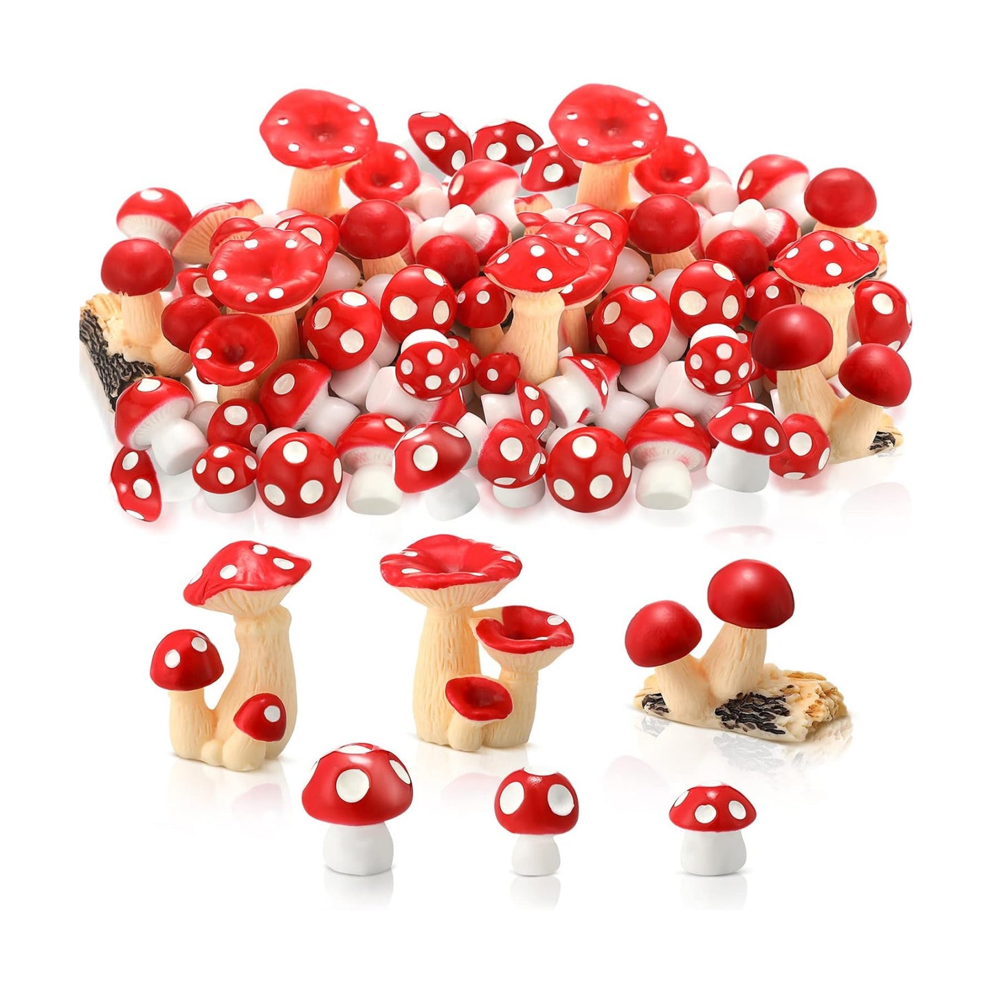 Bulk Tiny Mushrooms Mini Figurines Little Mushroom Indoor Outdoor Decor Garden Mushroom / Set of 120