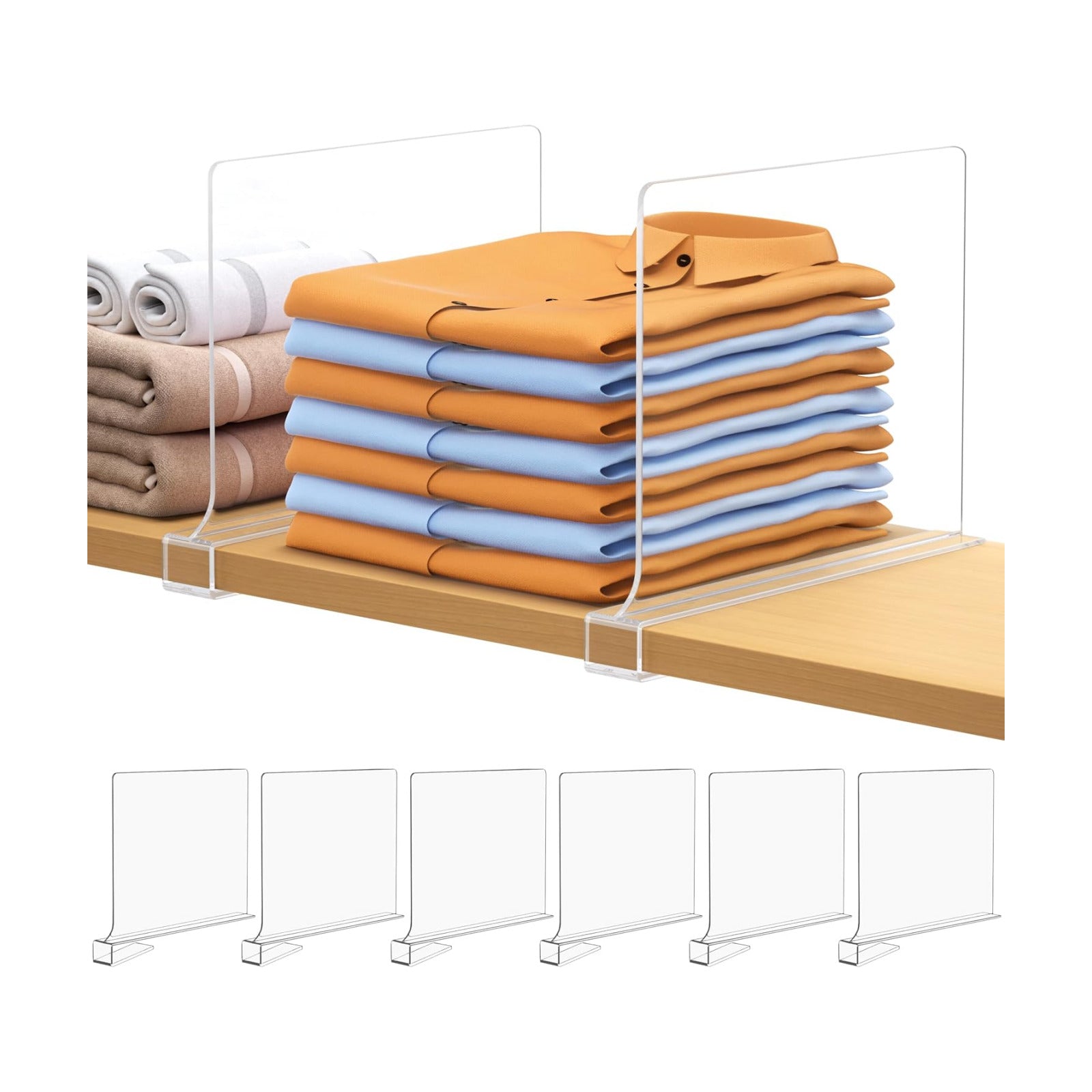 Shelf Dividers for Closet Organization Acrylic Closet Shelf Divider for Wooden / Clear / Set of 6