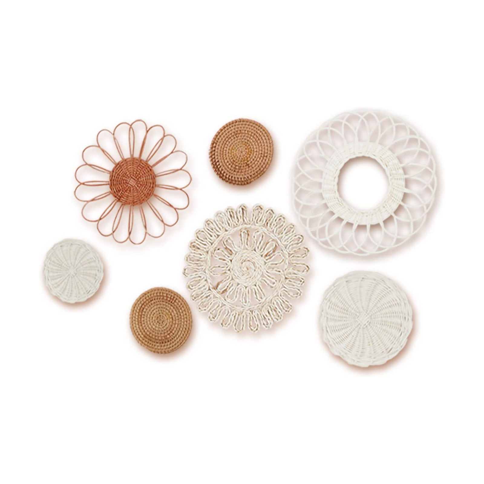 Rattan Flower Wall Decor / Meramera Boho Wall Decor / Set of 7