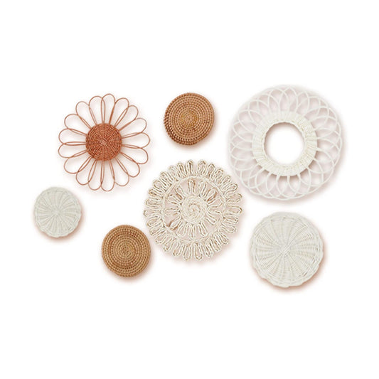 Rattan Flower Wall Decor / Meramera Boho Wall Decor / Set of 7