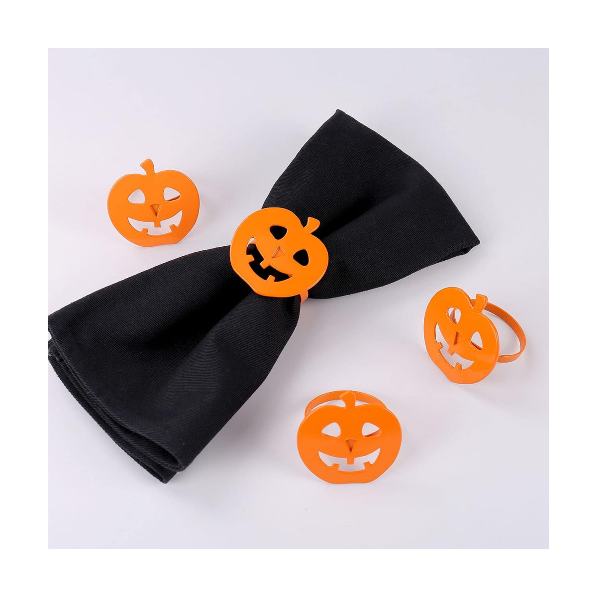wonlex Halloween Pumpkin Napkin Rings Set of 12, Orange Napkin Ring for Table Setting, Harvest Festival, Halloween Decorations, Fall Serviette Buckles Decor (Halloween Pumpkin)