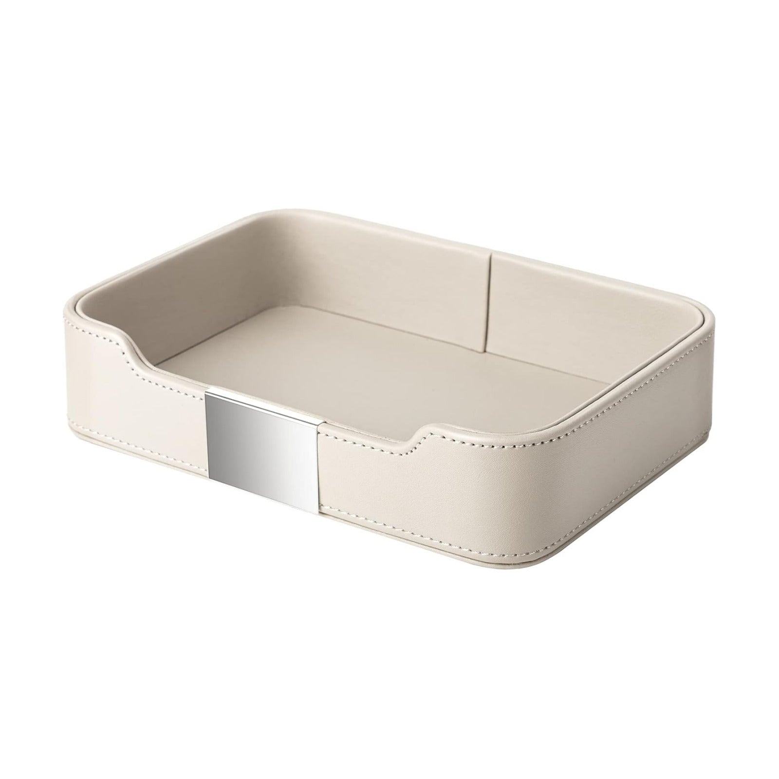 Leather Tray Organizer Valet Tray Key Tray for Entryway Table Desktop Storage / 9 x 6.2 x 2.2 / Grey