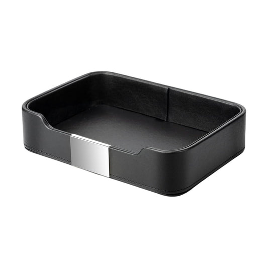 Leather Tray Organizer Valet Tray Key Tray for Entryway Table Desktop / 9 x 6.2 x 2.2 / Black