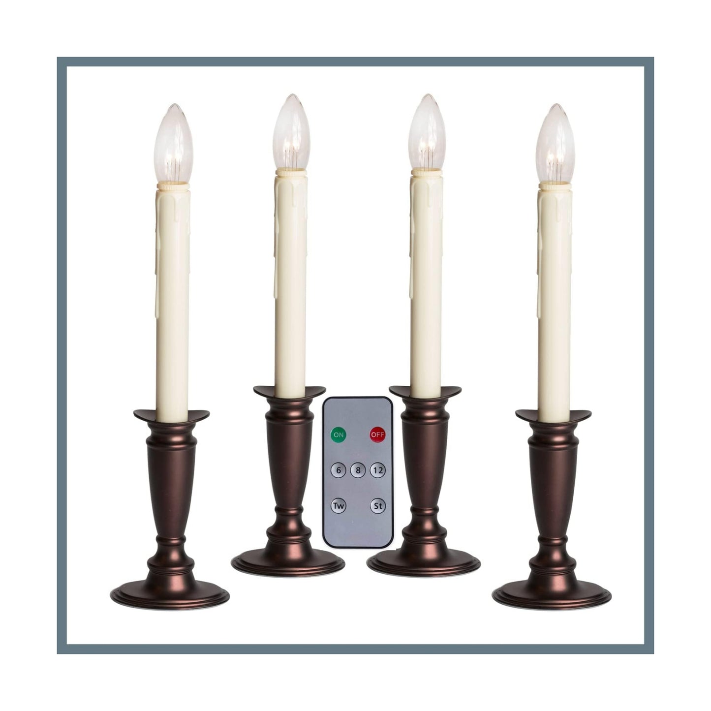 Celestial Lights Set of 4 Battery Operated Window Candles with Remote Control - (Antique Bronze)