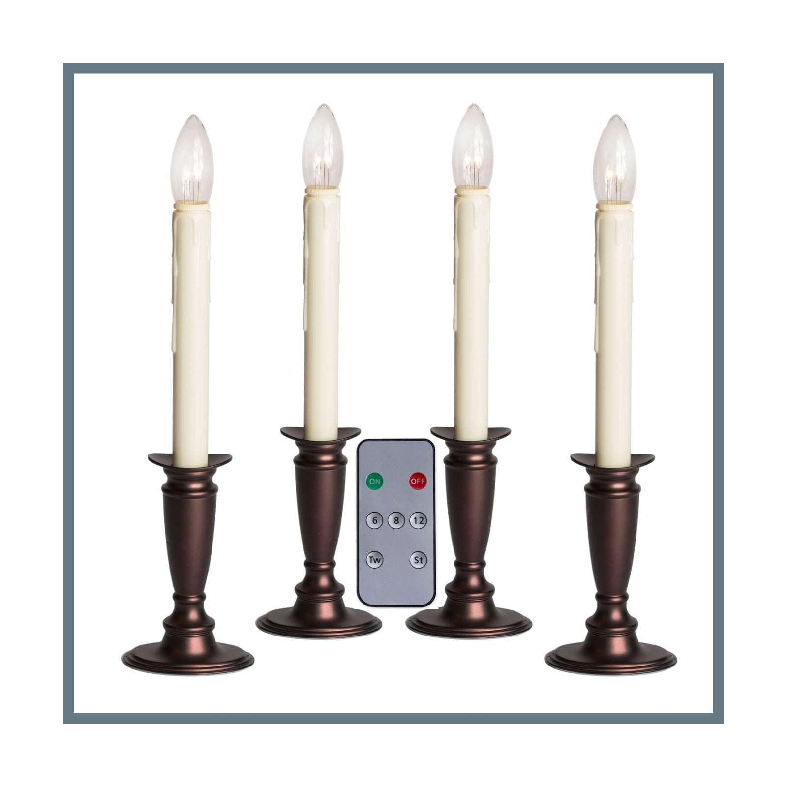 Celestial Lights Set of 4 Battery Operated Window Candles with Remote Control - (Antique Bronze)