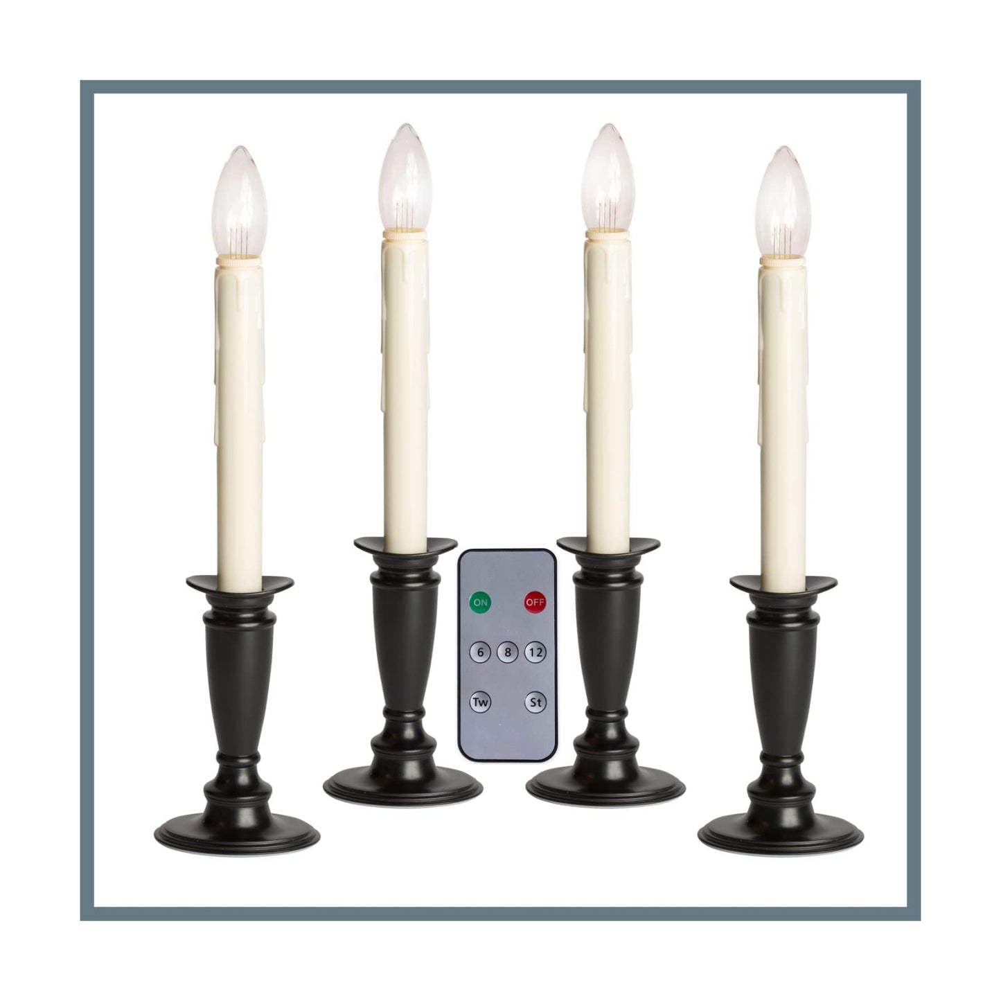 Celestial Lights Set of 4 Battery Operated Window Candles with Remote Control - (Black Onyx)