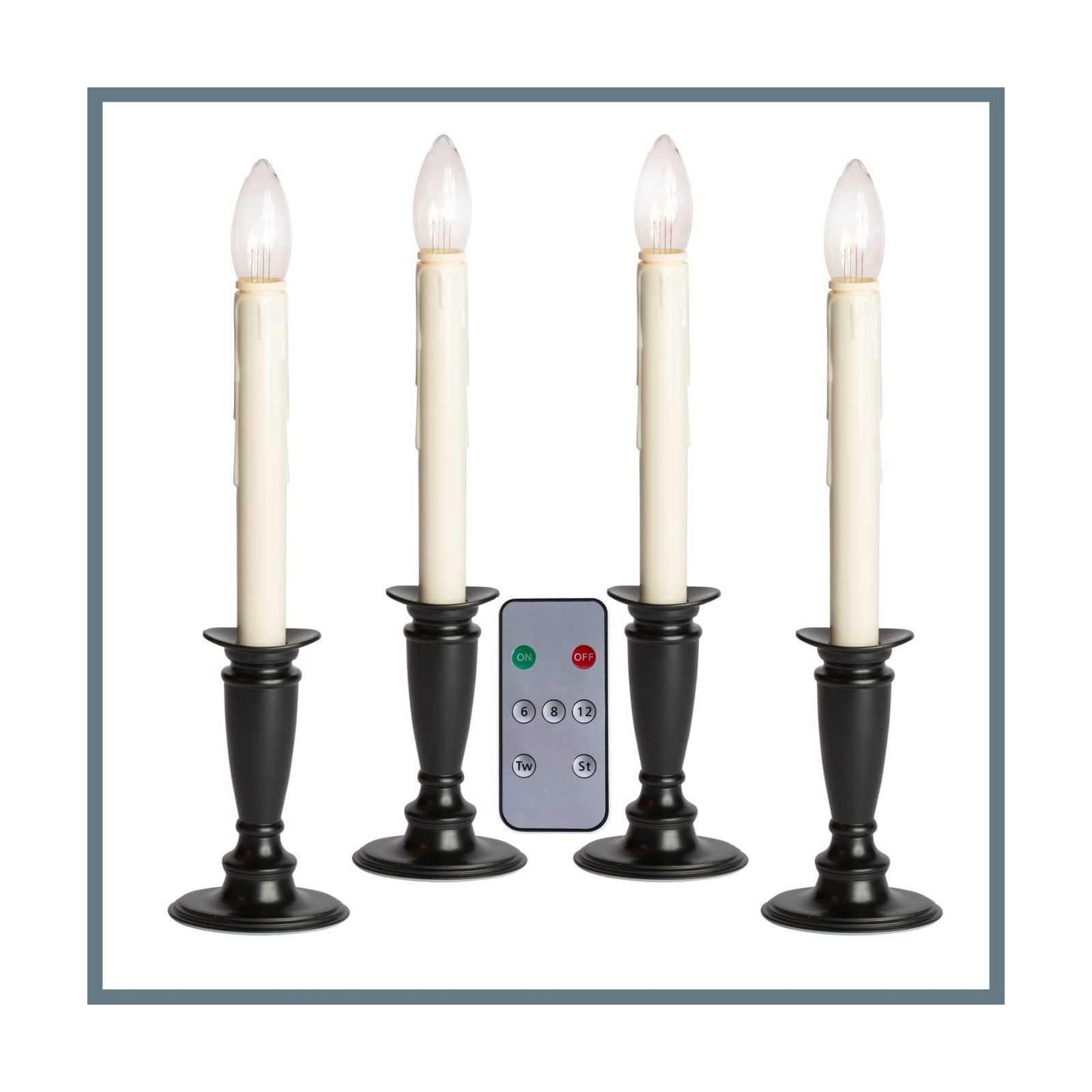 Celestial Lights Set of 4 Battery Operated Window Candles with Remote Control - (Black Onyx)