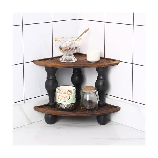 Vintage Corner Countertop Pedestal Stand / Black