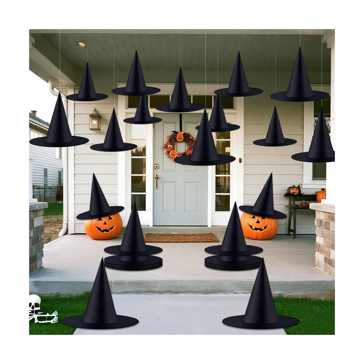 ZeeDix 24 PCS Halloween Witch Hats, Hanging Decor for Yard Porch Ceiling