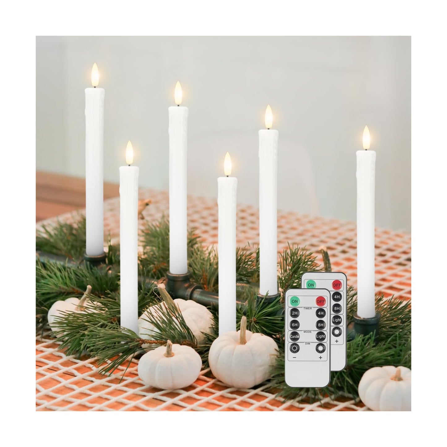 JOIONE Ivory Flameless Taper Candles with Remote, 6 Pack Dripping Wax | Real Wax LED, Battery Operated, Flickering