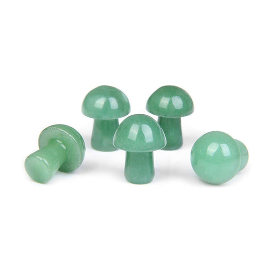 Natural Stones Mushroom Sculpture Decor Crystal / Green Aventurine / Set of 15