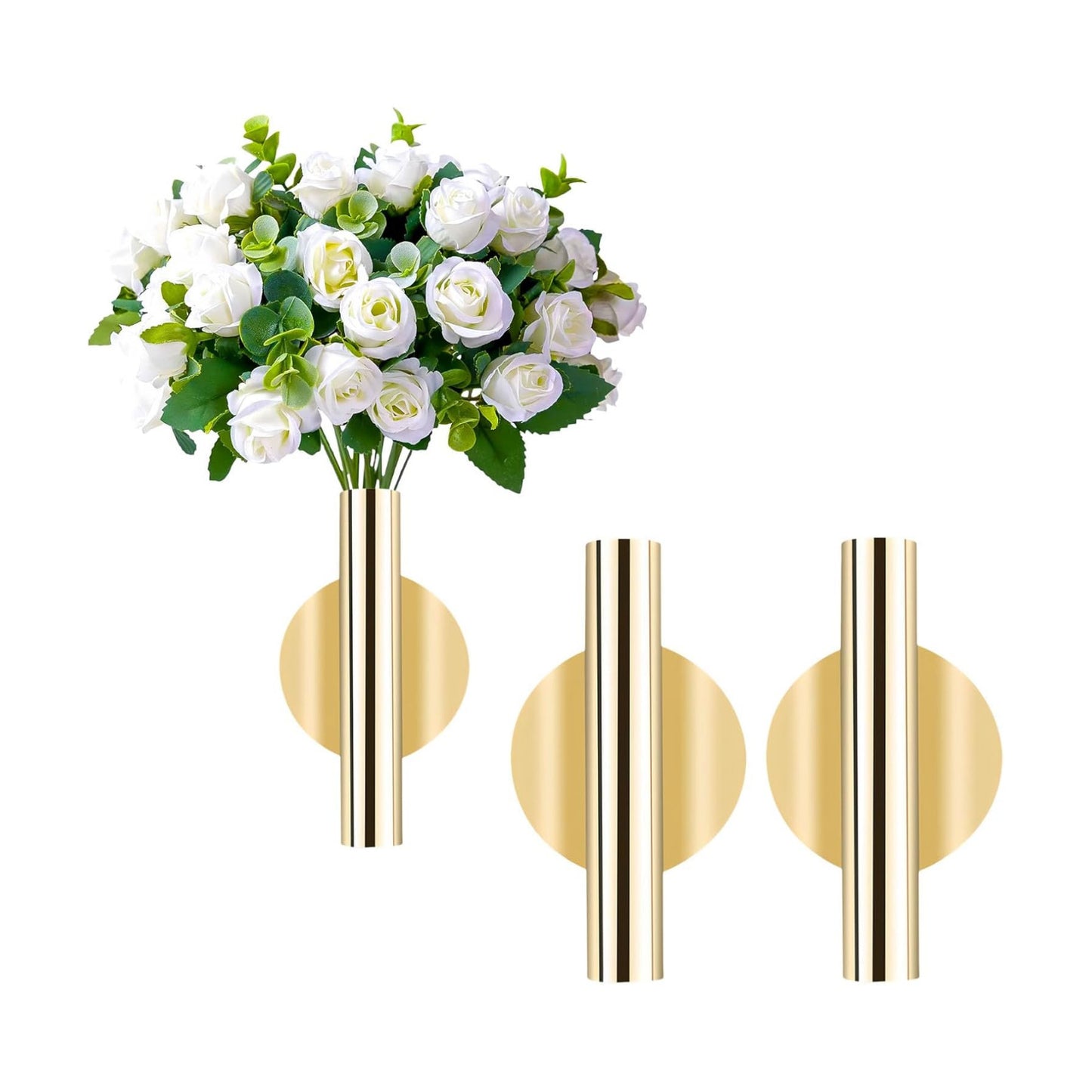 Faux Flowers / Round Gold / Set of 2