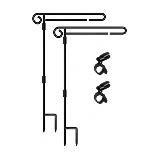 HOOSUN Garden Flag Stand Holder Easy to Install Strong and Sturdy wrought iron Pole Fits Mini Flag 12.5" x 18" no need Extra accessories to fixed flag,Garden flag pole without flag