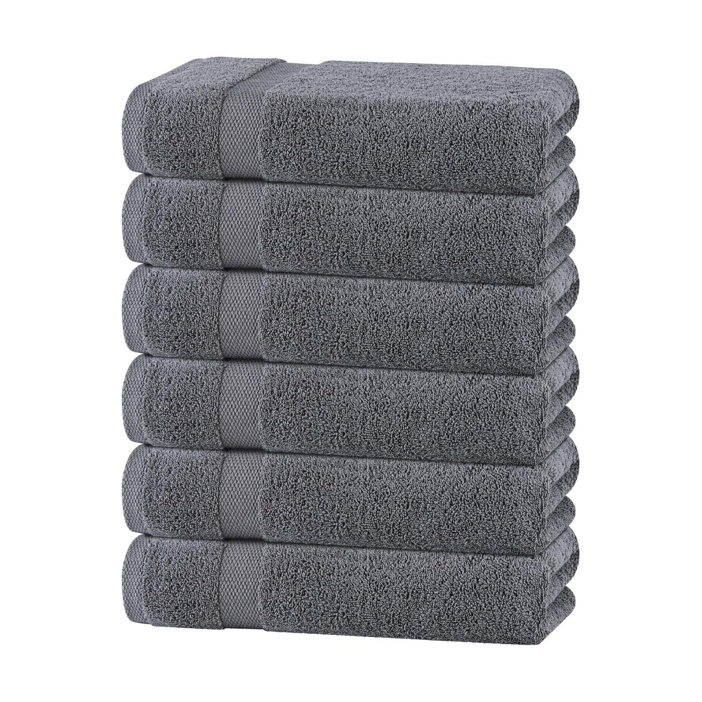 White Classic Wealuxe Grey Towels for Bathroom 6 Pack, Cotton Bath Towel Set for Hotel, Gym, Spa, Soft Extra Absorbent