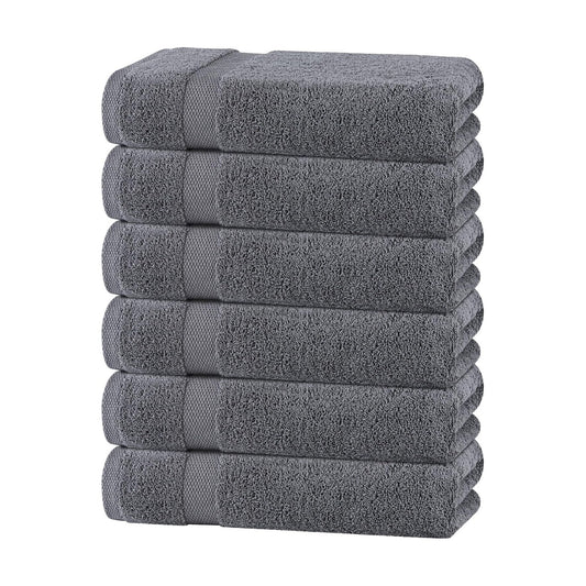 White Classic Wealuxe Grey Towels for Bathroom 6 Pack, Cotton Bath Towel Set for Hotel, Gym, Spa, Soft Extra Absorbent