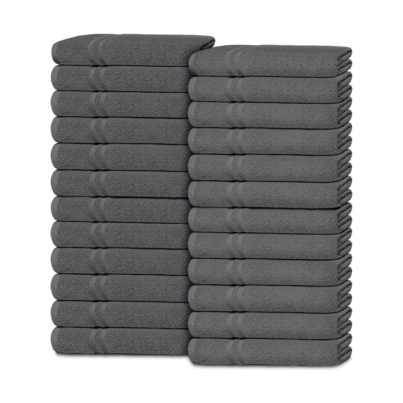 White Classic Wealuxe Dark Gray Washcloths 24 Pack - 600 GSM 100% Ring-Spun Cotton Wash Cloths for Showering, Highly