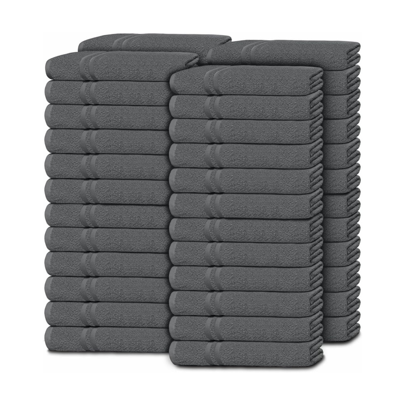 White Classic Wealuxe Dark Gray Washcloths 48 Pack - 600 GSM 100% Ring-Spun Cotton Wash Cloths for Showering, Highly