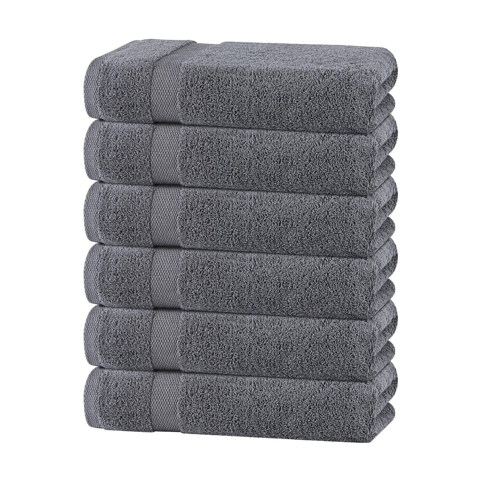 White Classic Wealuxe Grey Towels for Bathroom 6 Pack, Cotton Bath Towel Set for Hotel, Gym, Spa, Soft Extra Absorbent