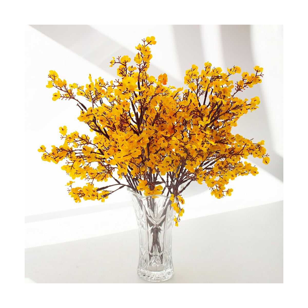 Hananona 10 Pcs Artificial Babys Breath Flowers Orange Fake Silk Gypsophila Flowers for Fall Floral Arrangement Autumn Table Centerpieces Home Decor (10, Orange)