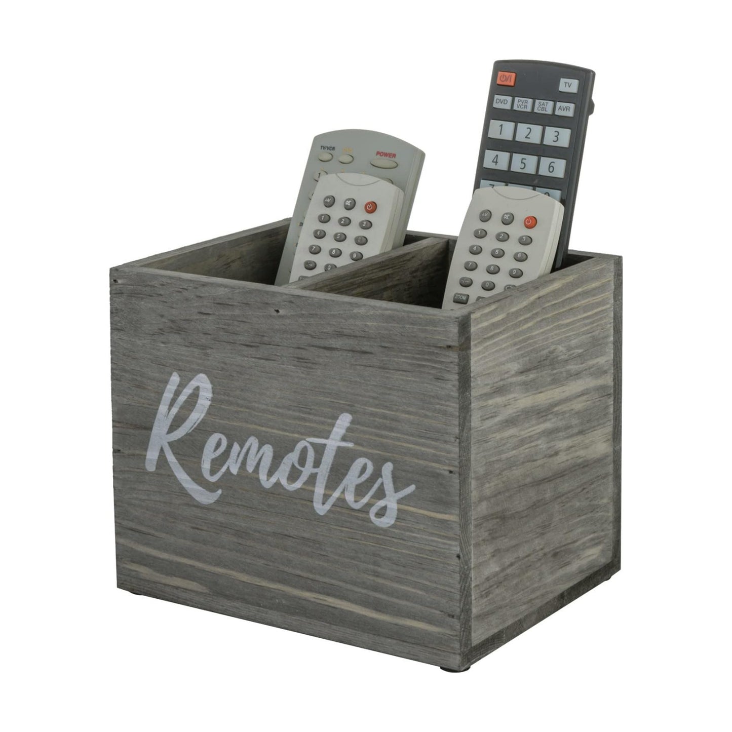 Weathered Solid Wood Remote Holder / Vintage Gray
