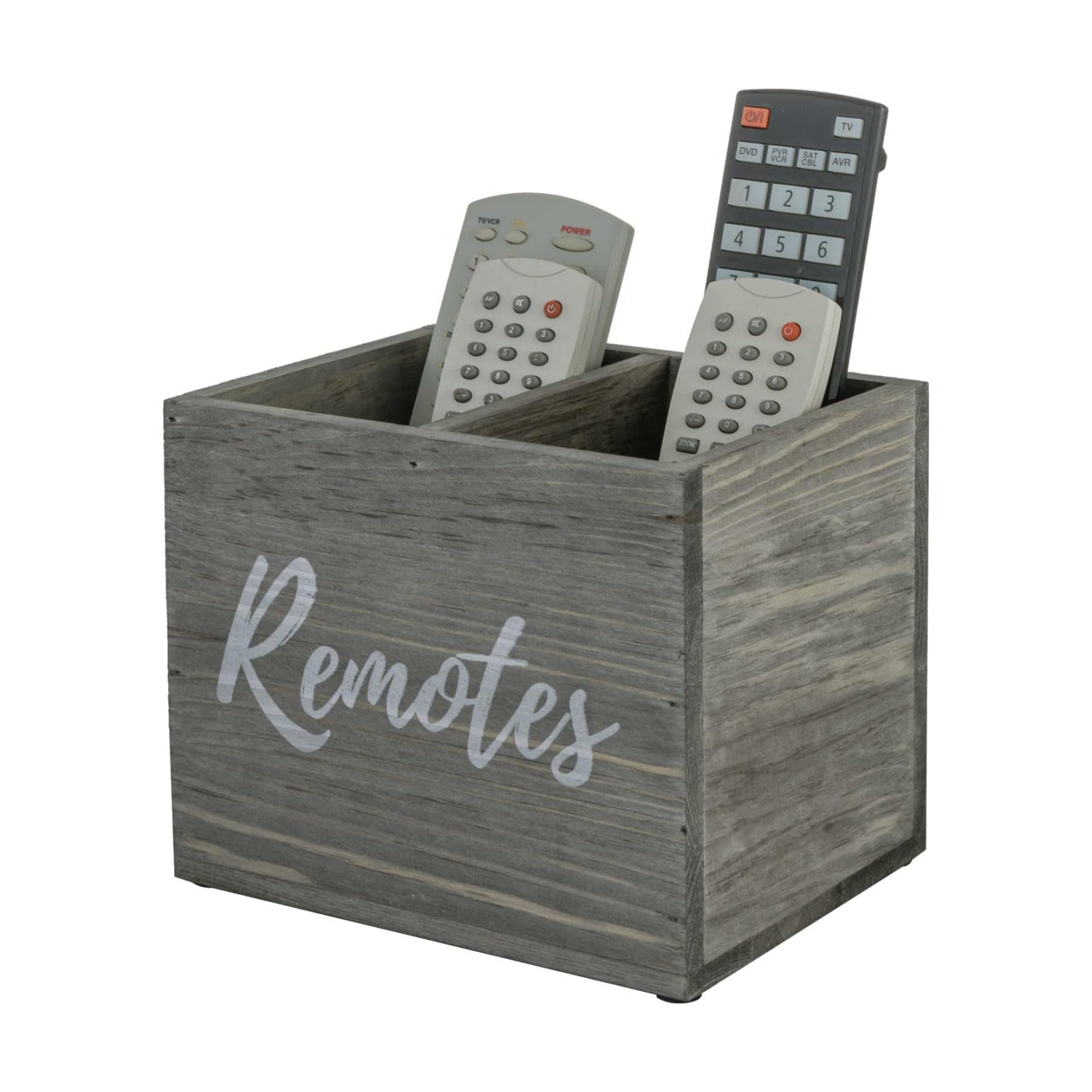 Weathered Solid Wood Remote Holder / Vintage Gray