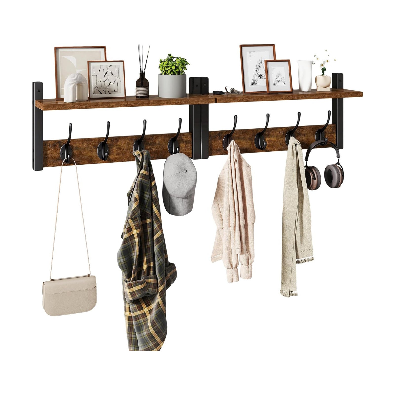 8 Hooks / Coat Hooks / Rustic Brown / 31.5 / Set of 2