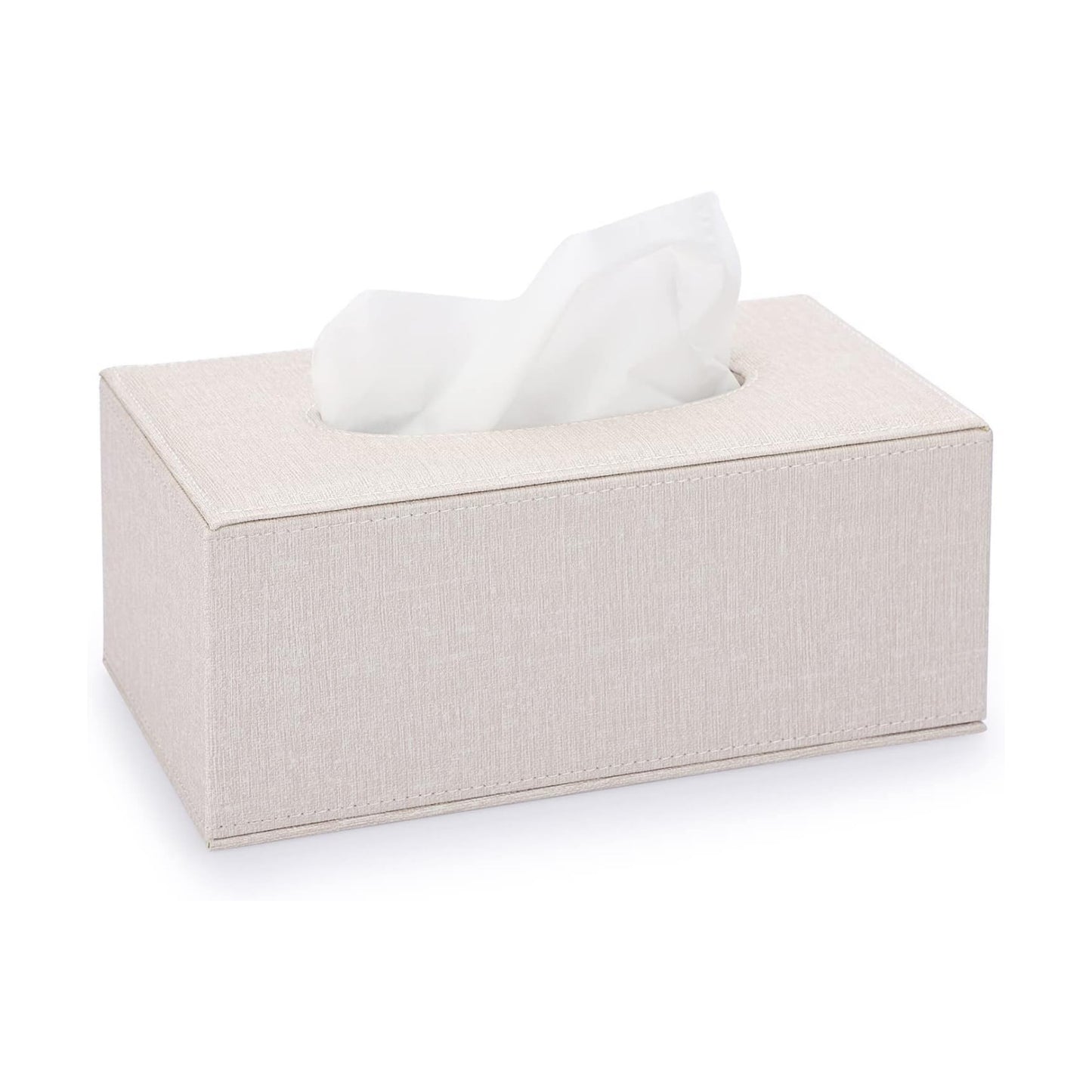 Tissue Box Cover Rectangle Linen Tissue Box / Medium / Beige
