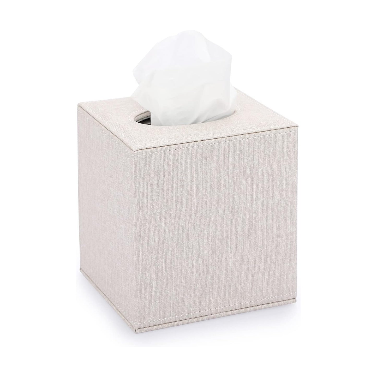 Square Linen Tissue Box Cover / Beige