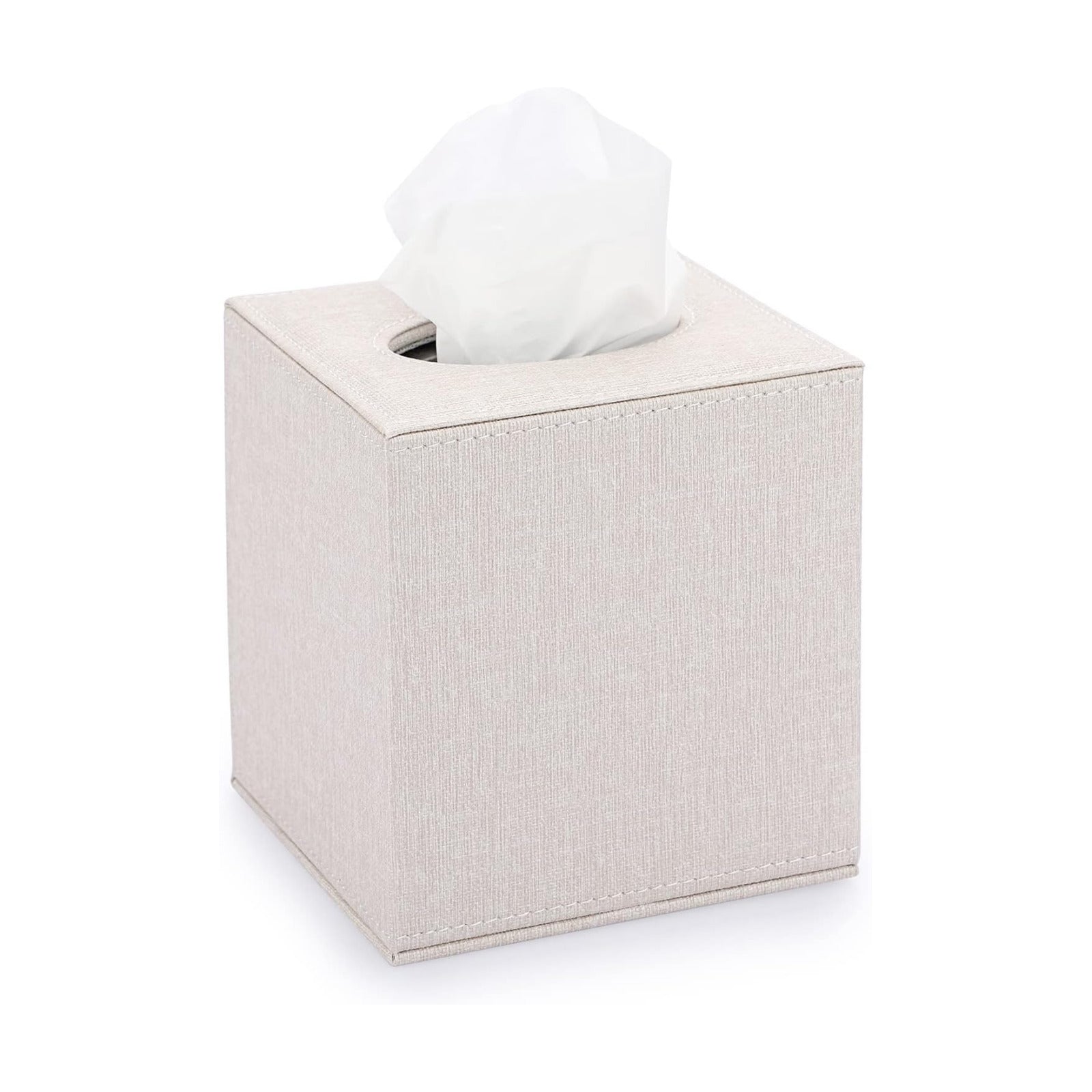 Square Linen Tissue Box Cover / Beige