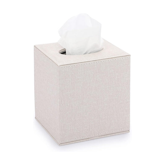 Square Linen Tissue Box Cover / Beige