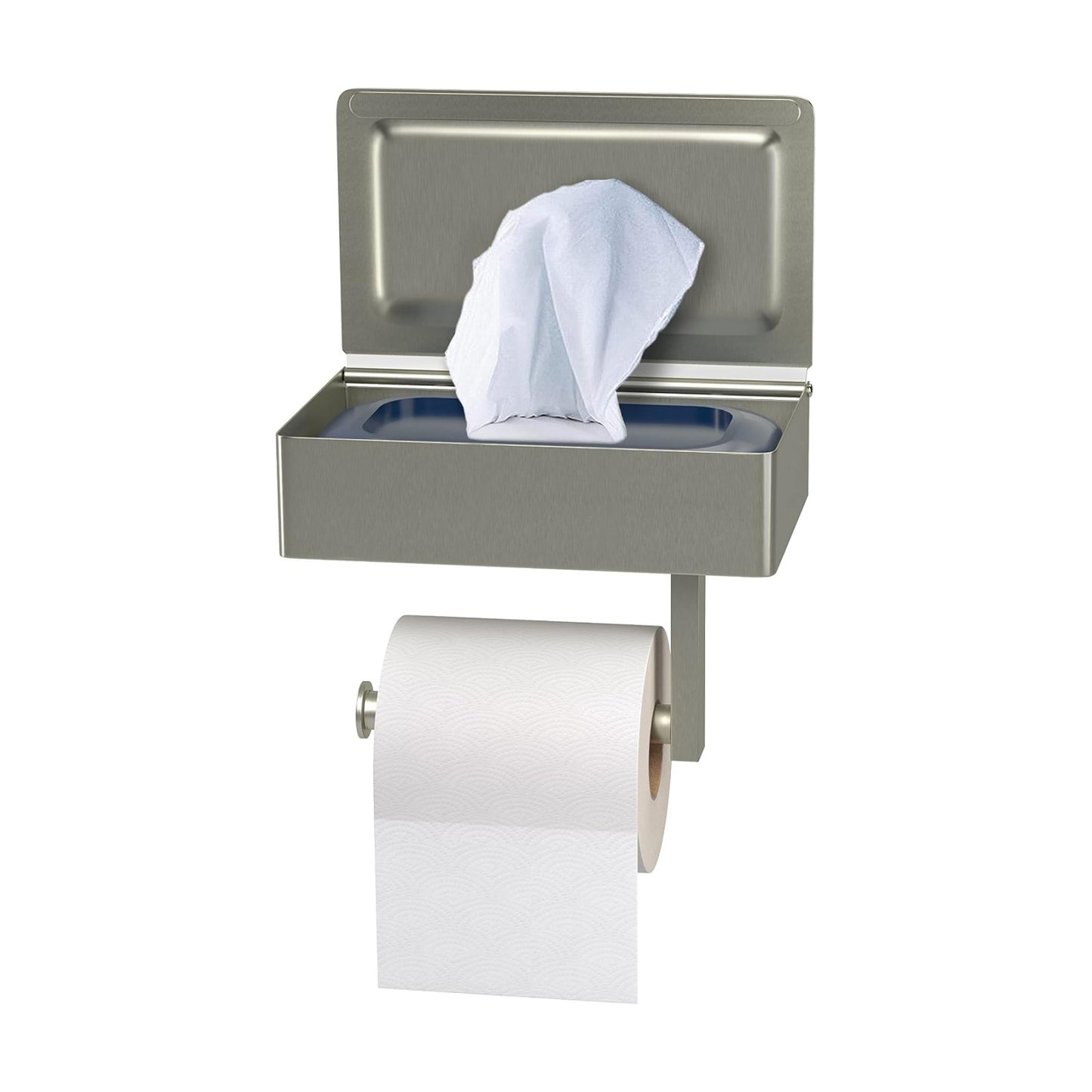 Brushed Nickel Toilet Paper Holder Wall Mounted with Shelf & Wipes Storage – Stainless Steel SUS304 Modern Toilet