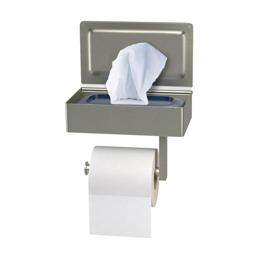 Brushed Nickel Toilet Paper Holder Wall Mounted with Shelf & Wipes Storage – Stainless Steel SUS304 Modern Toilet