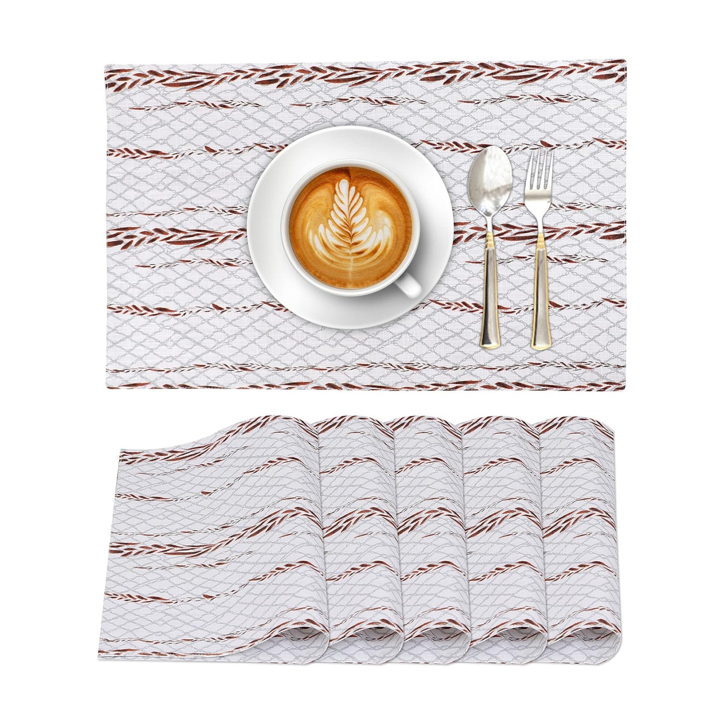 Ruvanti Placemats Set of 6, 100% Cotton Place Mats of 13"x19" – Wheatable | Heat, Stain resistant, Washable, Non-Slip