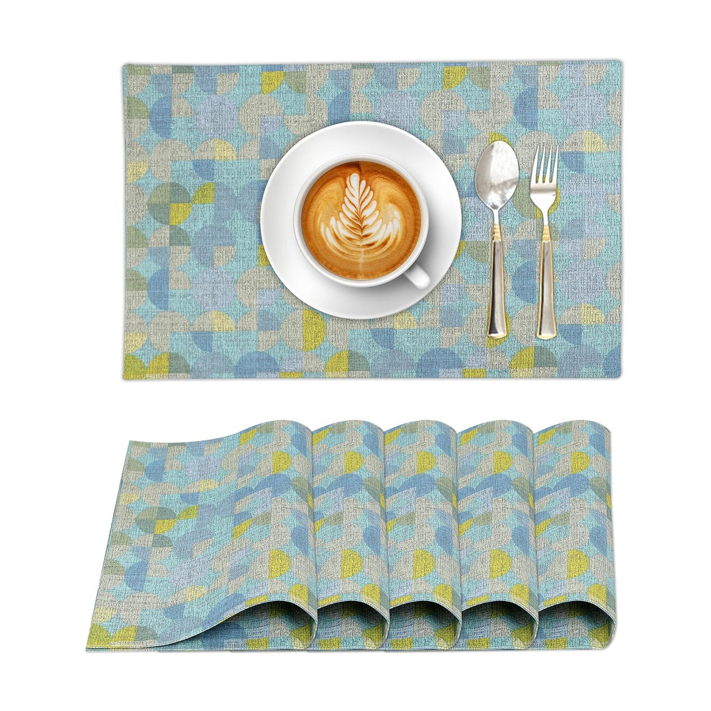 Ruvanti Placemats Set of 6, 100% Cotton Place Mats of 13"x19" – Quarterly | Heat, Stain resistant, Washable, Non-Slip